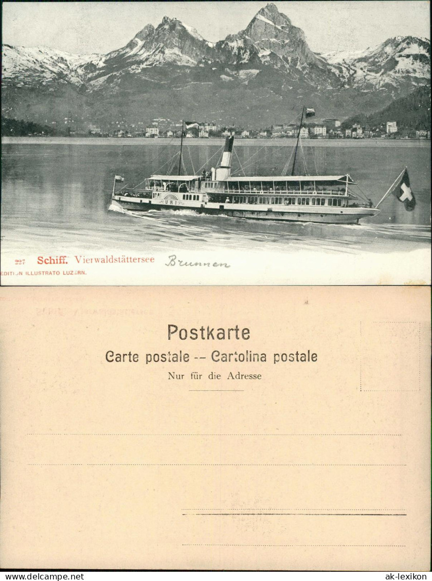 Ansichtskarte Luzern Lucerna Vierwaldstättersee Dampfer Uri 1911