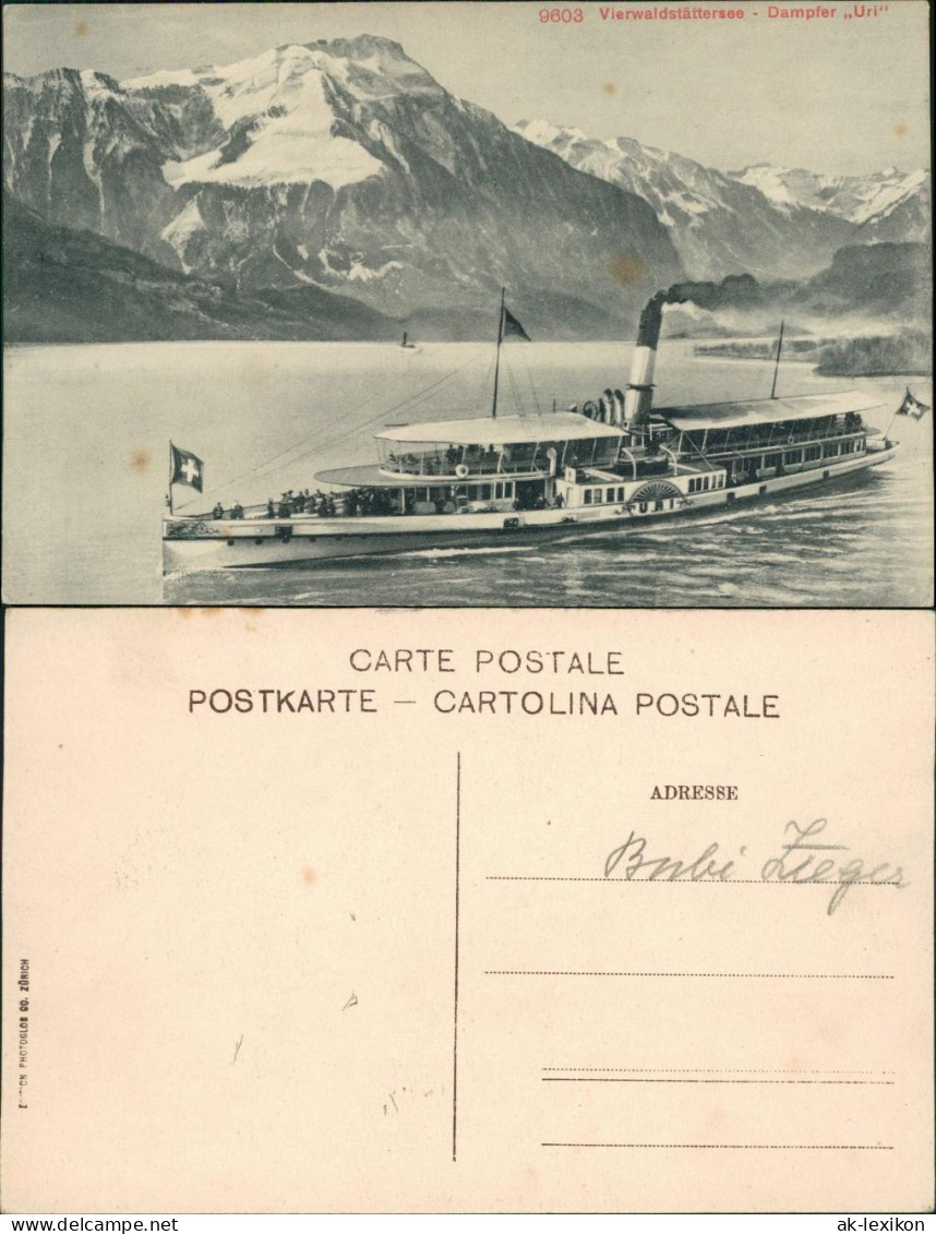 Ansichtskarte Luzern Lucerna Vierwaldstättersee, Dampfer "Uri" 1916