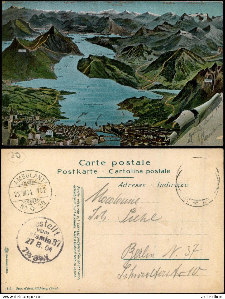 Ansichtskarte Luzern Lucerna Vierwaldstättersee - Künstlerkarte 1904