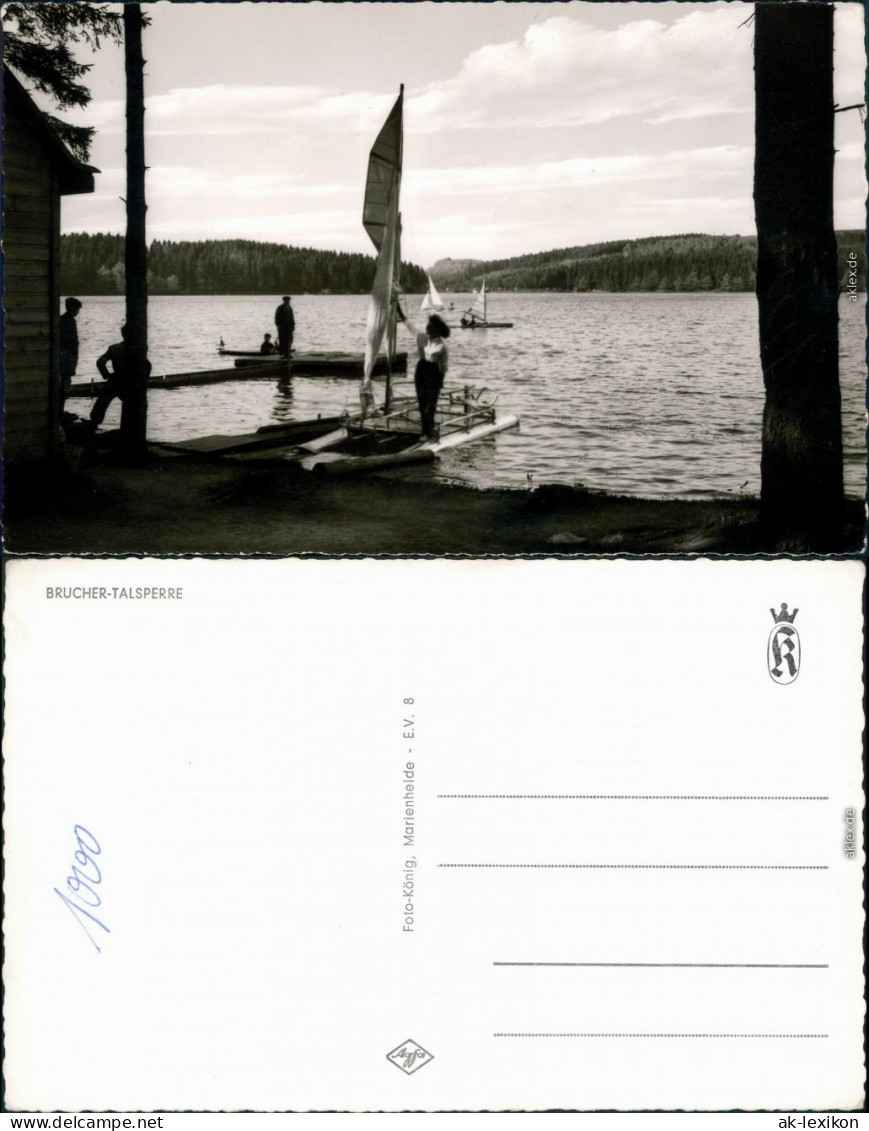 Ansichtskarte Marienheide Brucher-Talsperre mit Stausee - Segler 1990