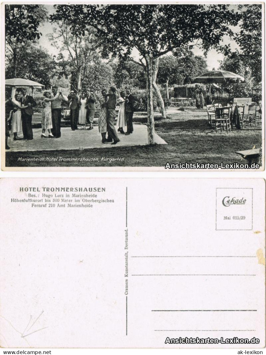Ansichtskarte Marienheide Hotel Trommershausen - Kurgarten 1930