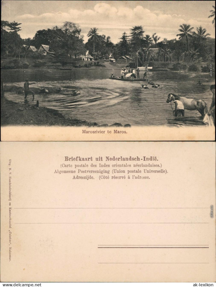 Ansichtskarte Maros (Sulawesi) Blick auf das Dorf Indonesien Indonesia 1909