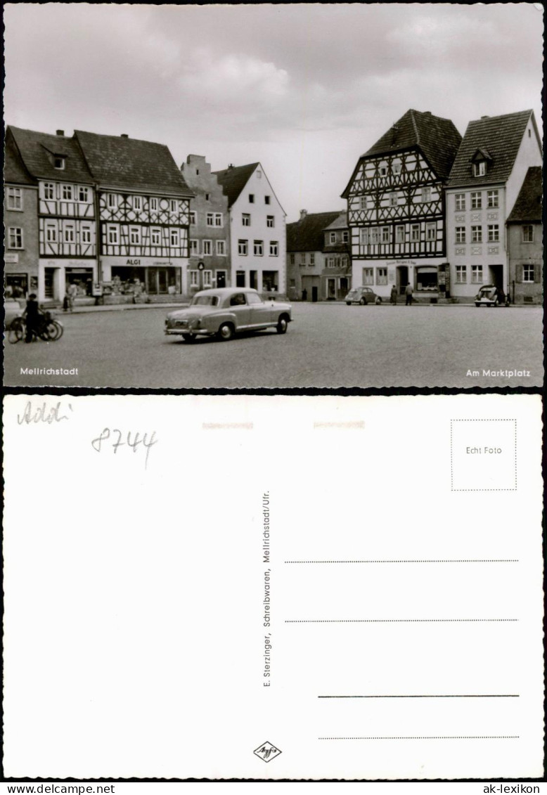 Ansichtskarte Mellrichstadt Marktplatz, Autos Geschäfte 1963