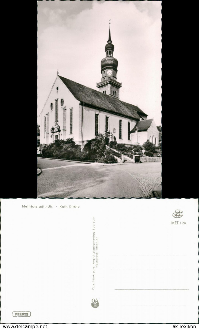 Ansichtskarte Mellrichstadt Strassen Partie a.d. Kath. Kirche 1960