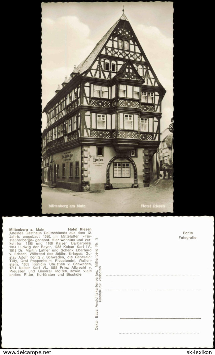 Ansichtskarte Miltenberg (Main) Hotel Riesen, Fachwerkhaus 1957