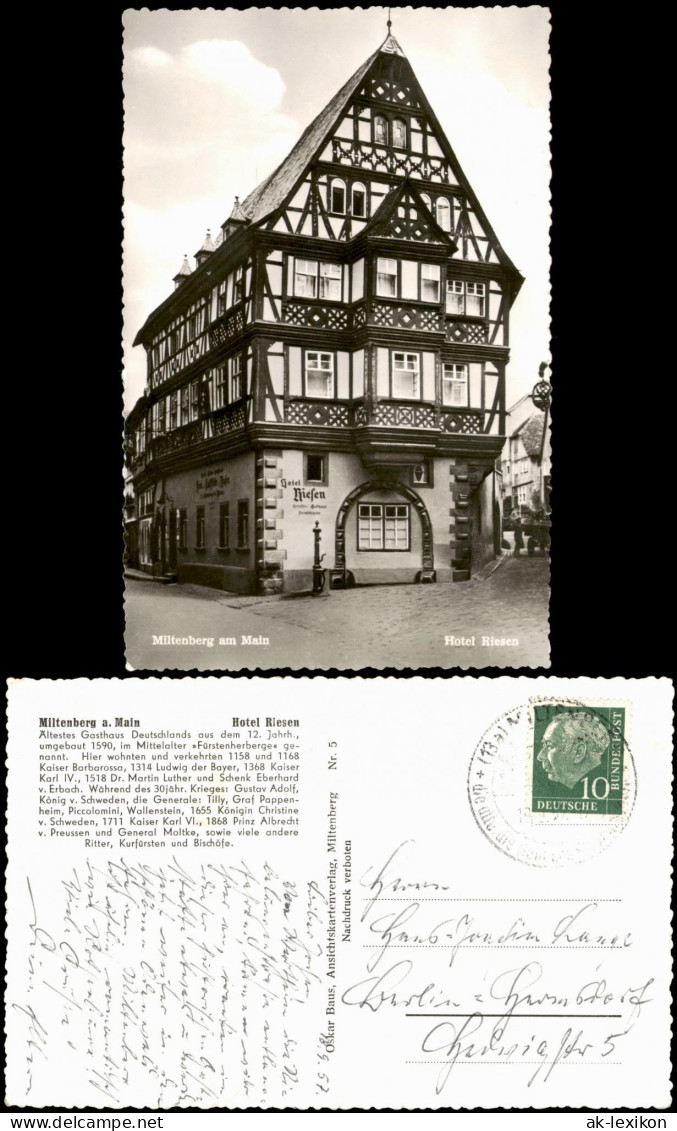 Ansichtskarte Miltenberg (Main) Hotel Riesen, Fachwerkhaus 1957