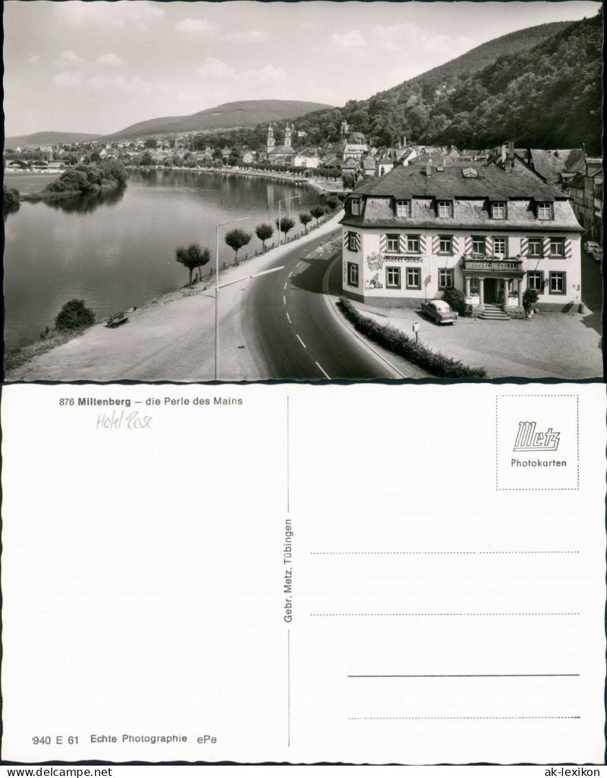 Ansichtskarte Miltenberg (Main) Main Panorama mit Hotel Rose 1960