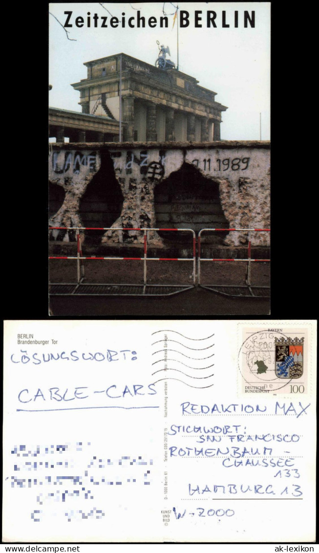 Ansichtskarte Mitte-Berlin Brandenburger Tor Berliner Mauer 1997