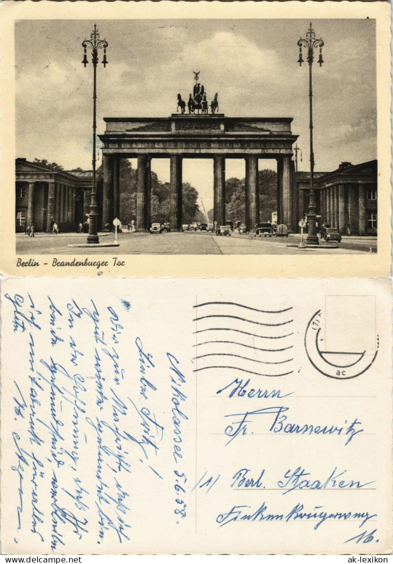 Ansichtskarte Mitte-Berlin Brandenburger Tor, Verkehr 1958