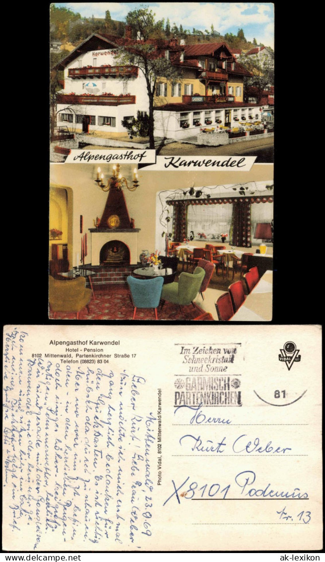 Ansichtskarte Mittenwald Alpengasthof Karwendel, Mittenwald 1969