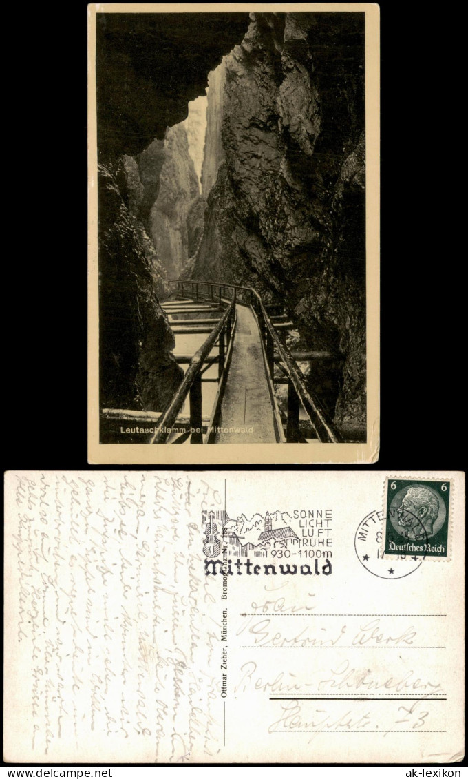 Ansichtskarte Mittenwald Leutaschklamm bei Mittenwald 1935