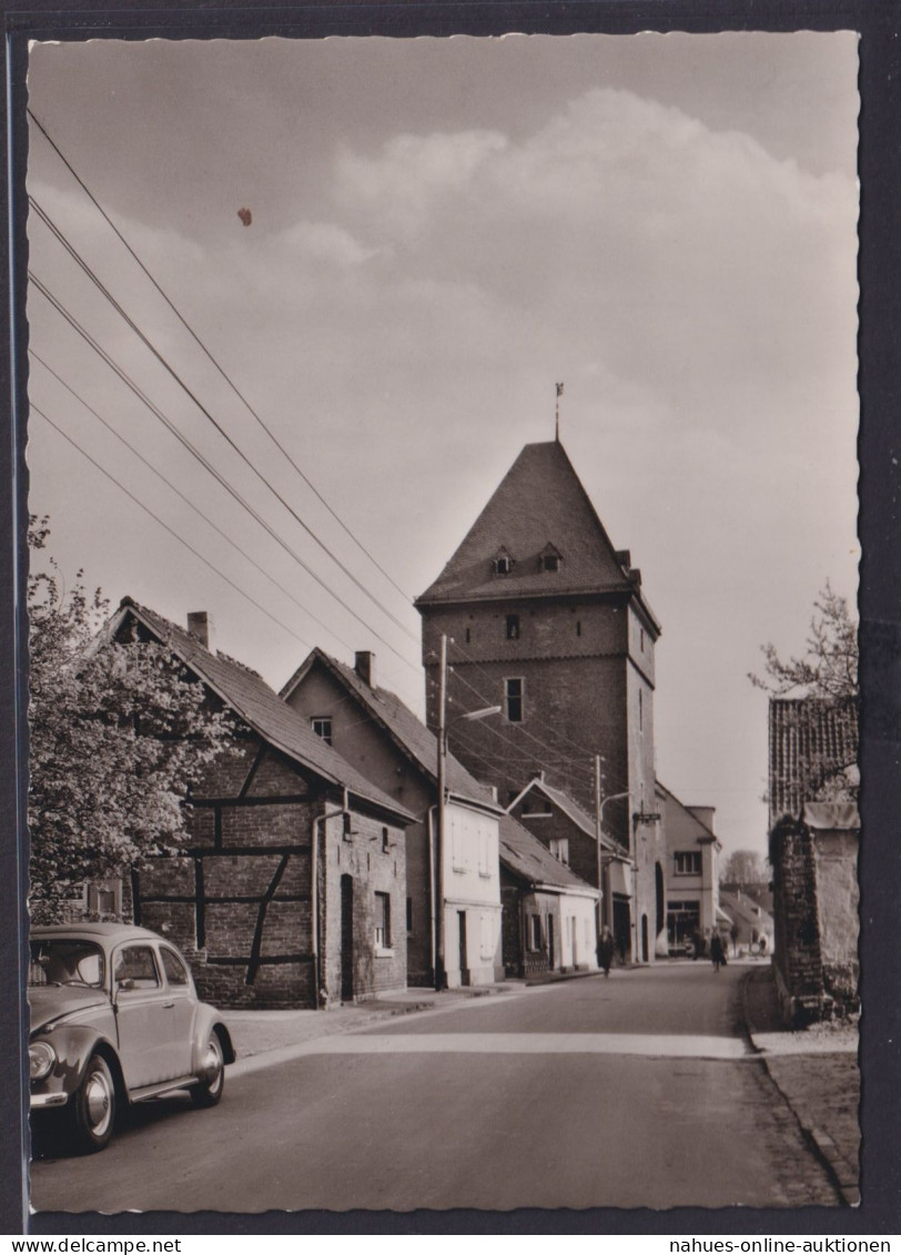 Ansichtskarte Monheim Rhein Grabenstrasse Schelmenturm Oldtimer Fachwerk Verlag
