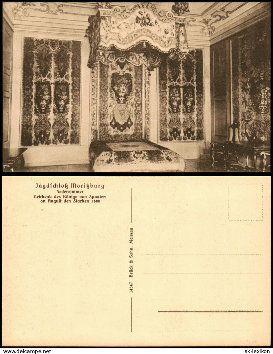 Ansichtskarte Moritzburg Jagdschloss Moritzburg: Federzimmer 1925