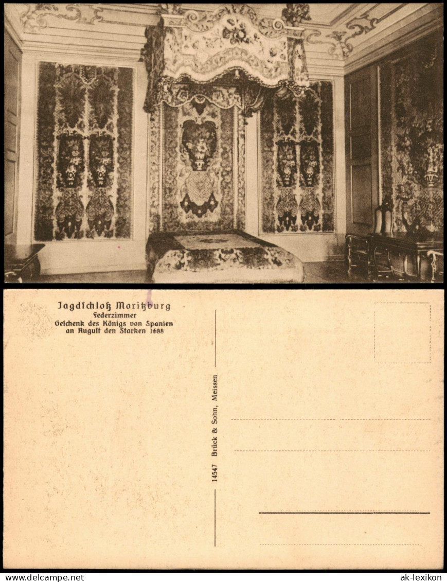 Ansichtskarte Moritzburg Jagdschloss Moritzburg: Federzimmer 1925
