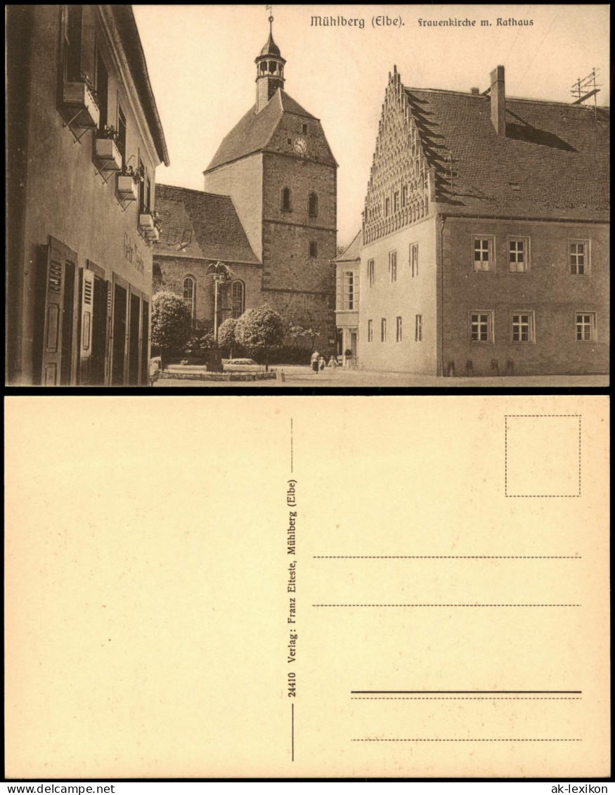 Ansichtskarte Mühlberg/Elbe Miłota Frauenkirche m. Rathaus 1922