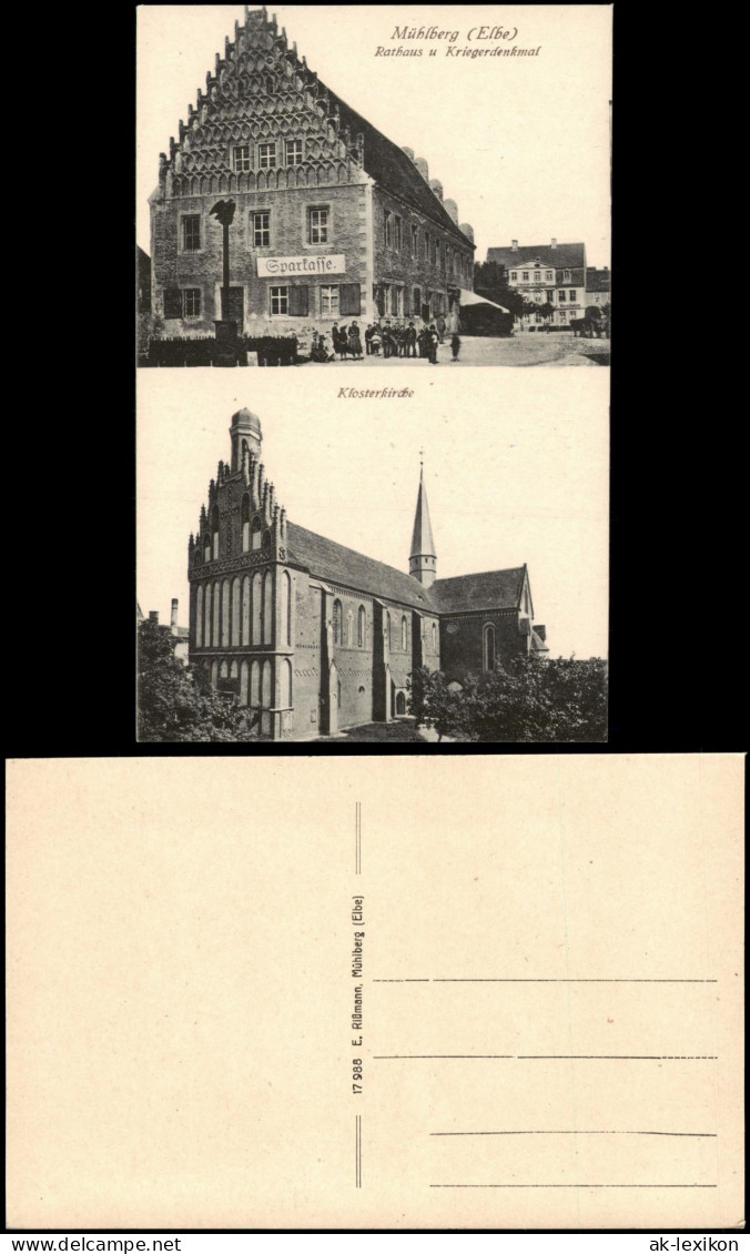 Ansichtskarte Mühlberg/Elbe Miłota Rathaus u. Kriegrdenkmal 1914