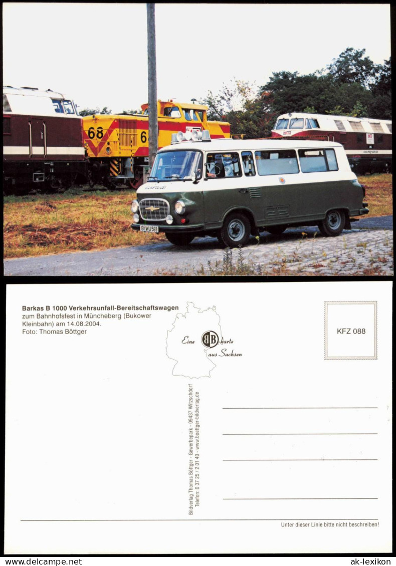 Ansichtskarte Müncheberg Barkas B 1000 Eisenbahn Auto 2004