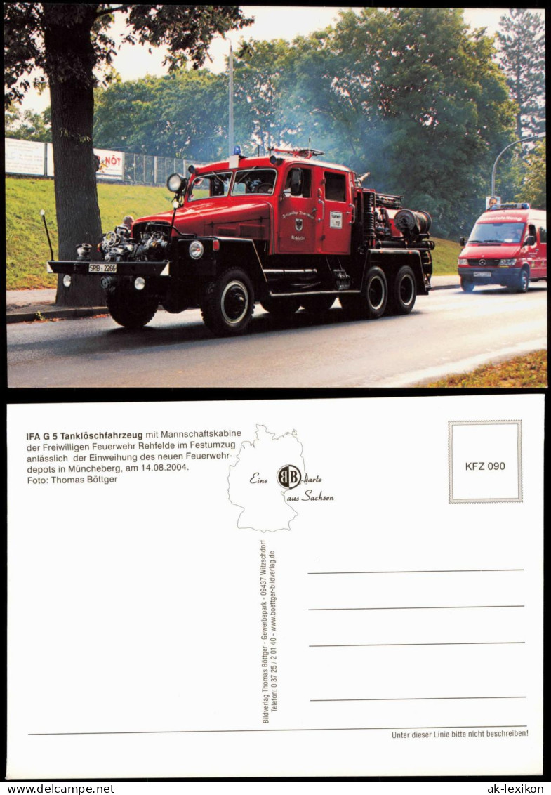 Ansichtskarte Müncheberg IFA G 5 Tanklöschfahrzeug Feuerwehr 2004