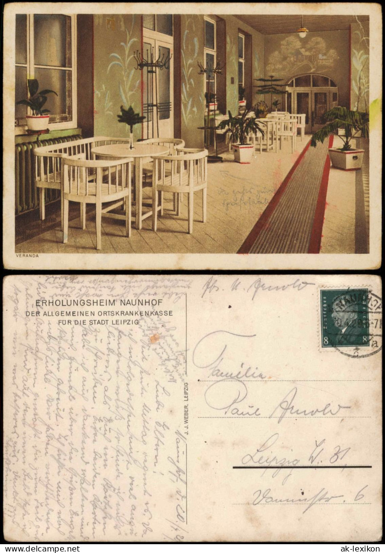 Ansichtskarte Naunhof Erholungsheim - Veranda 1929