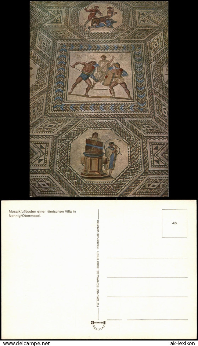 Ansichtskarte Nennig-Perl (Mosel) Mosaikfußboden, Kampfszenen 1985