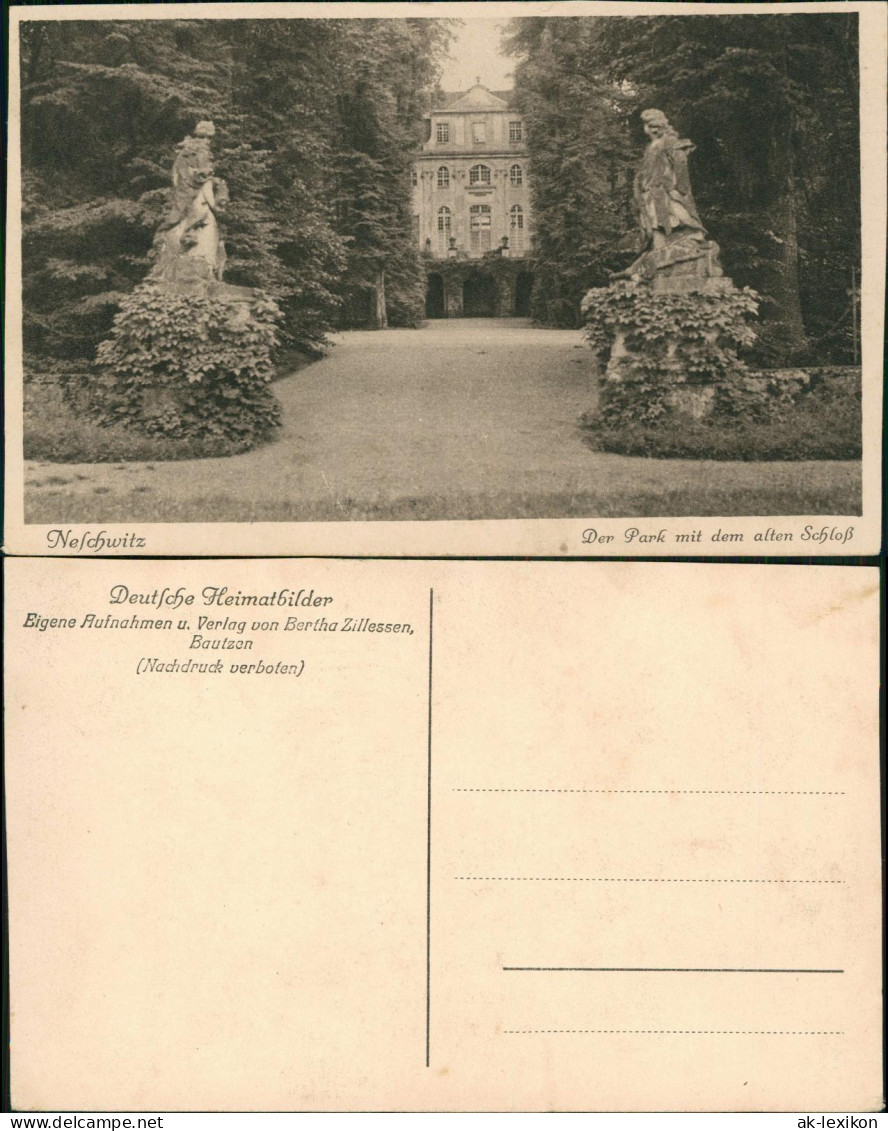 Ansichtskarte Neschwitz Njeswačidło Der Park mit dem alten Schloß 1928