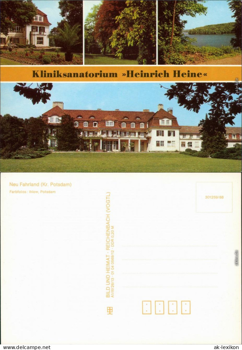 Ansichtskarte Neu Fahrland-Potsdam Kliniksanatorium H. Heine Mehrbild 1988