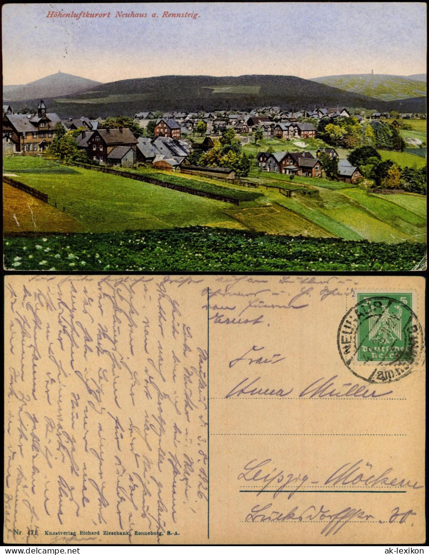 Ansichtskarte Neuhaus am Rennweg Stadtpartie 1926