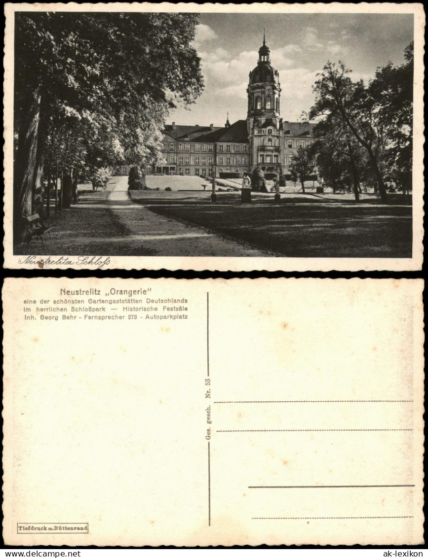 Ansichtskarte Neustrelitz Schloss Neustrelitz mit Schlosspark 1935