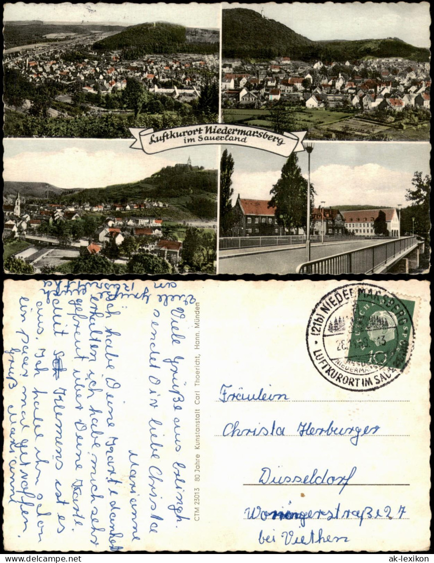 Ansichtskarte Niedermarsberg-Marsberg Mehrbildkarte mit 4 Ortsansichten 1959