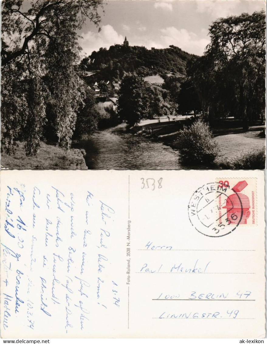 Ansichtskarte Niedermarsberg-Marsberg Stadtpartie 1974