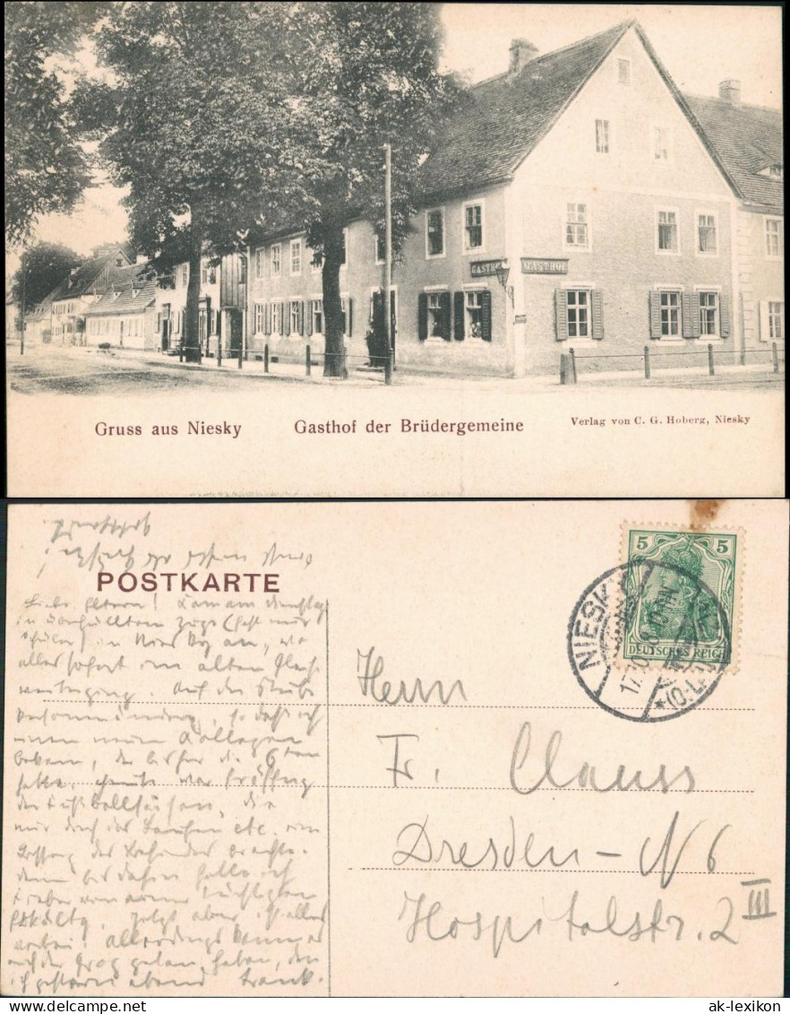 Ansichtskarte Niesky Niska Gasthof der Brüdergemeinde 1911