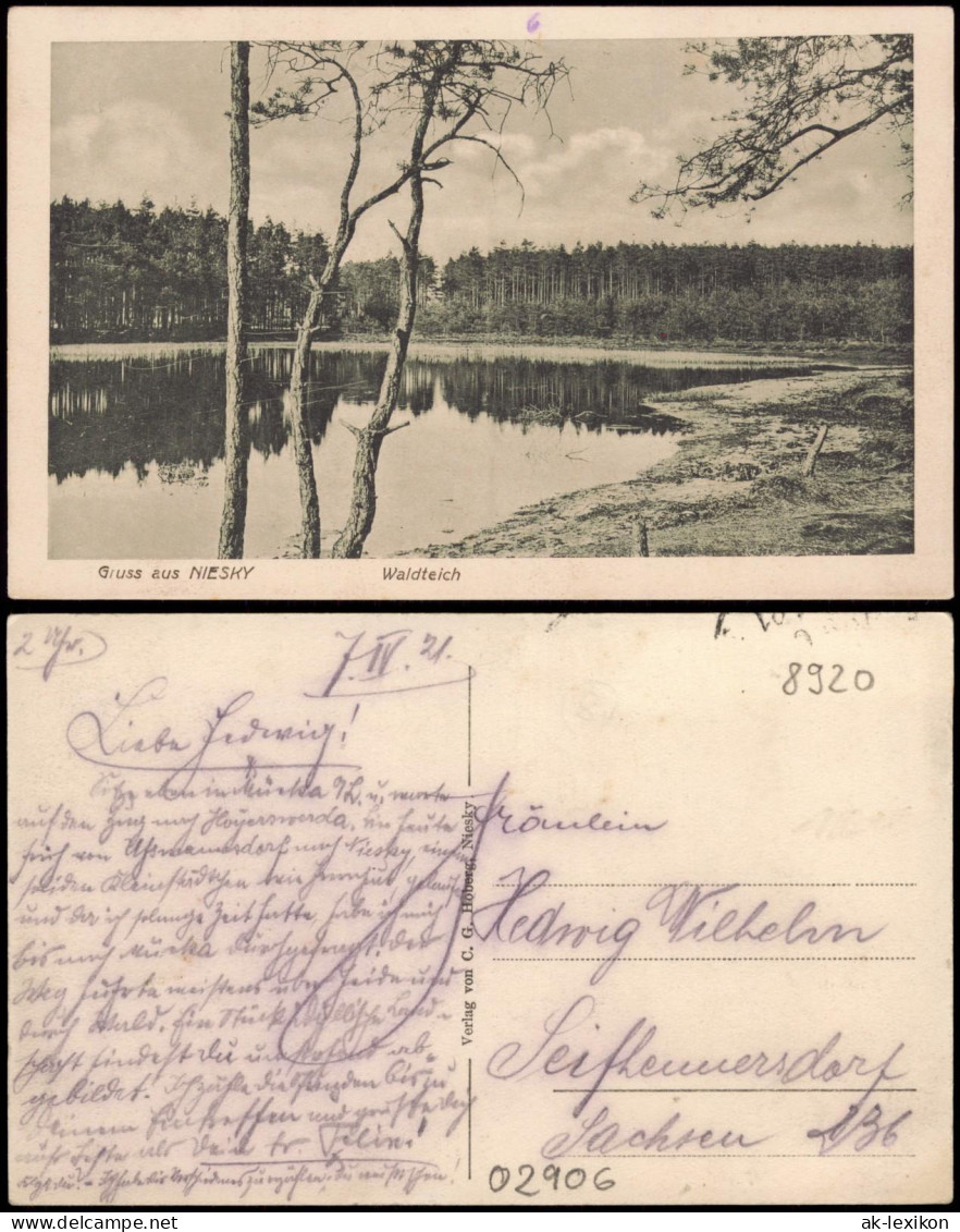 Ansichtskarte Niesky Oberlausitz Niska Waldteich 1914