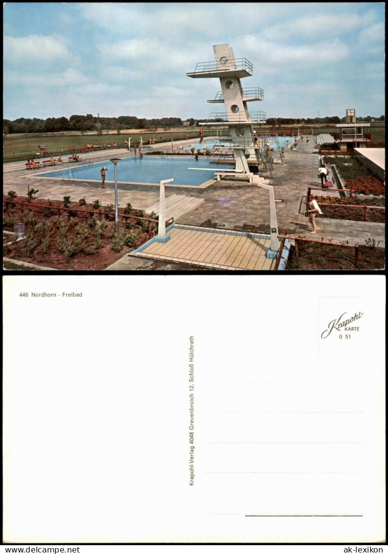 Ansichtskarte Nordhorn Freibad Schwimmbad Nordhorn Sprungturm 1985