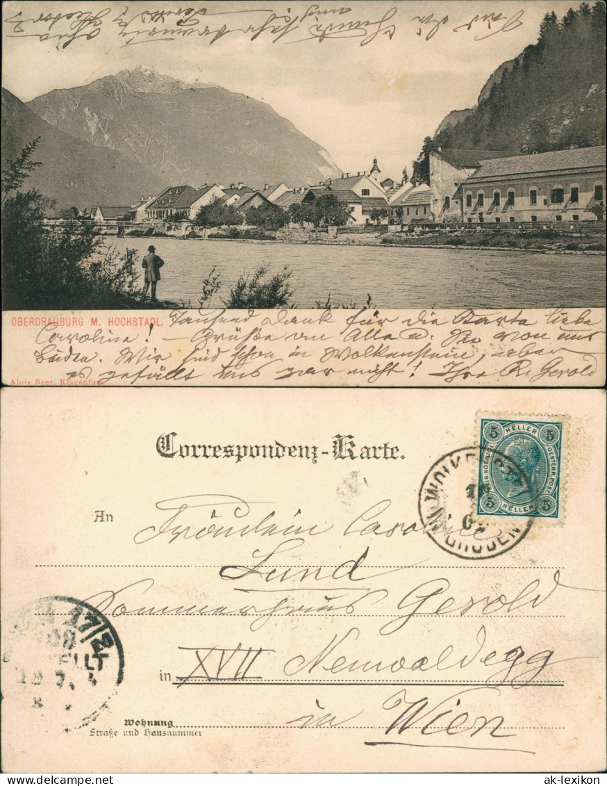 Ansichtskarte Oberdrauburg Stadt mit Hochstadl 1905