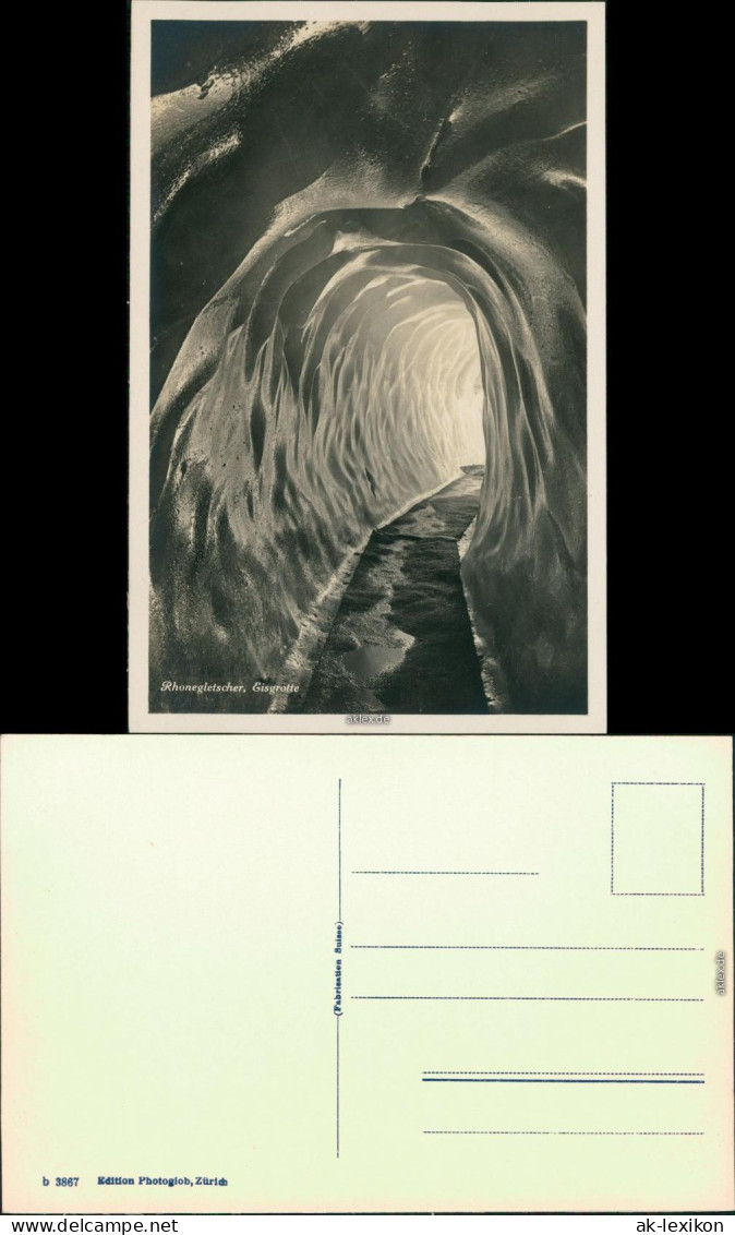 Ansichtskarte Obergoms Rhonegletsch (Rottengletscher) - Eisgrotte 1932