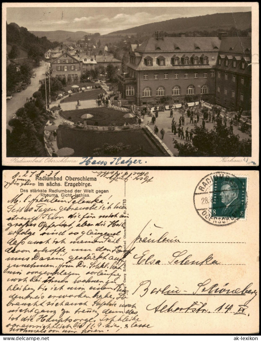 Ansichtskarte Oberschlema-Bad Schlema Radiumbad Partie am Rathaus 1931