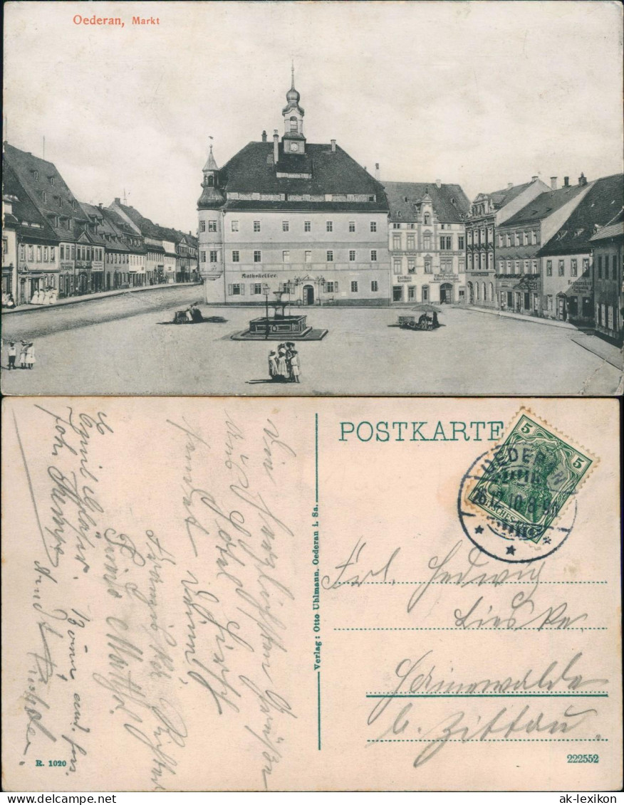 Ansichtskarte Oederan Marktplatz 1910