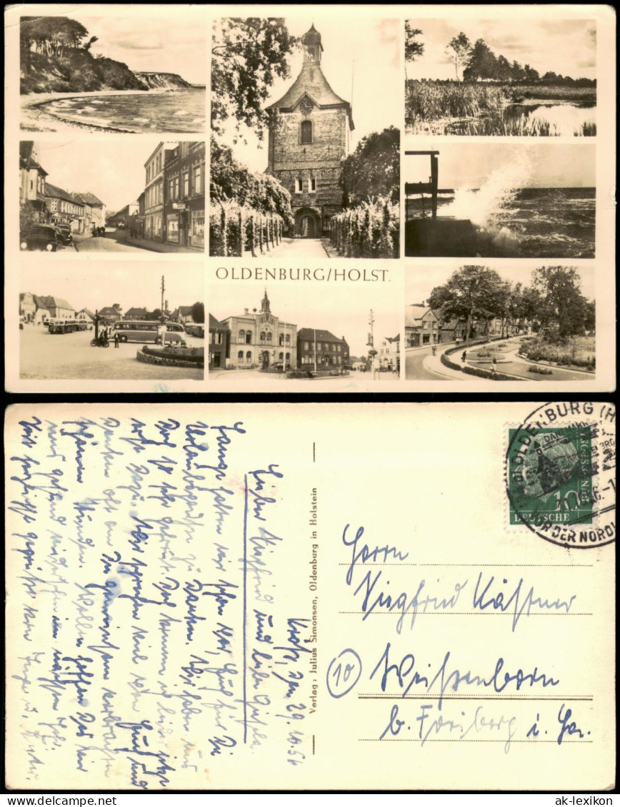 Ansichtskarte Oldenburg Straßen, Plätze, Strand Umland Mehrbild 1954