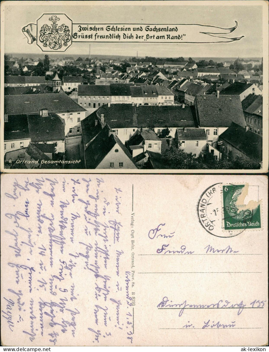 Ansichtskarte Ortrand Blick über die Stadt 1938