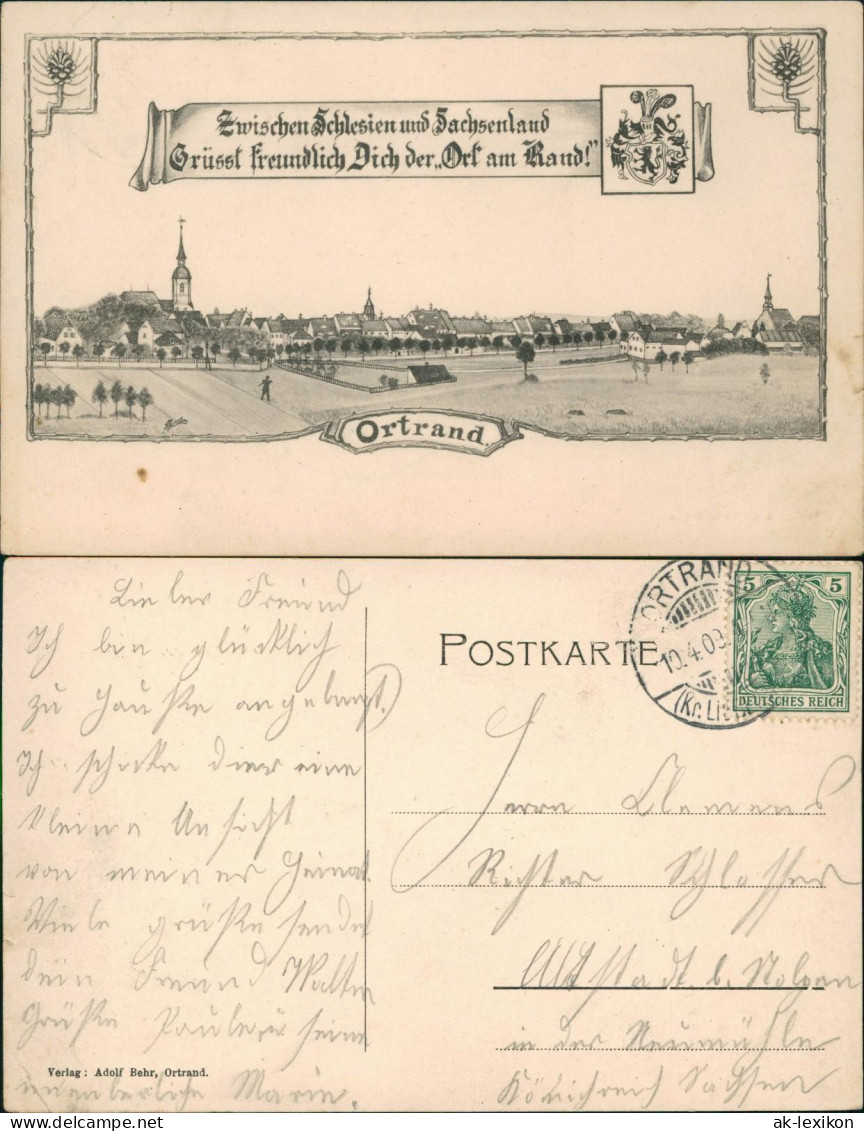 Ansichtskarte Ortrand Partie an der Stadt - Künstlerkarte 1909
