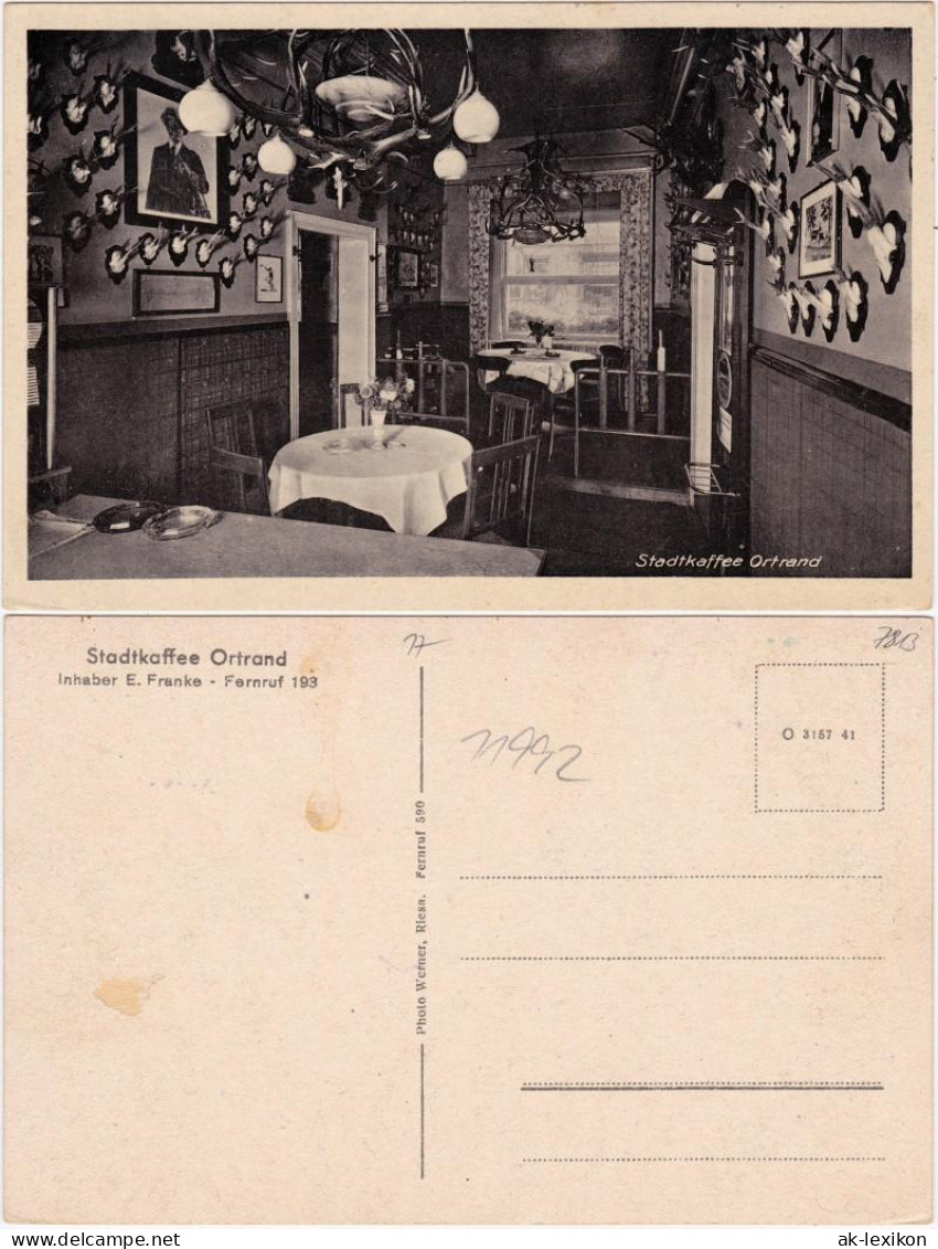 Ansichtskarte Ortrand Stadtkaffee - Saal 1932