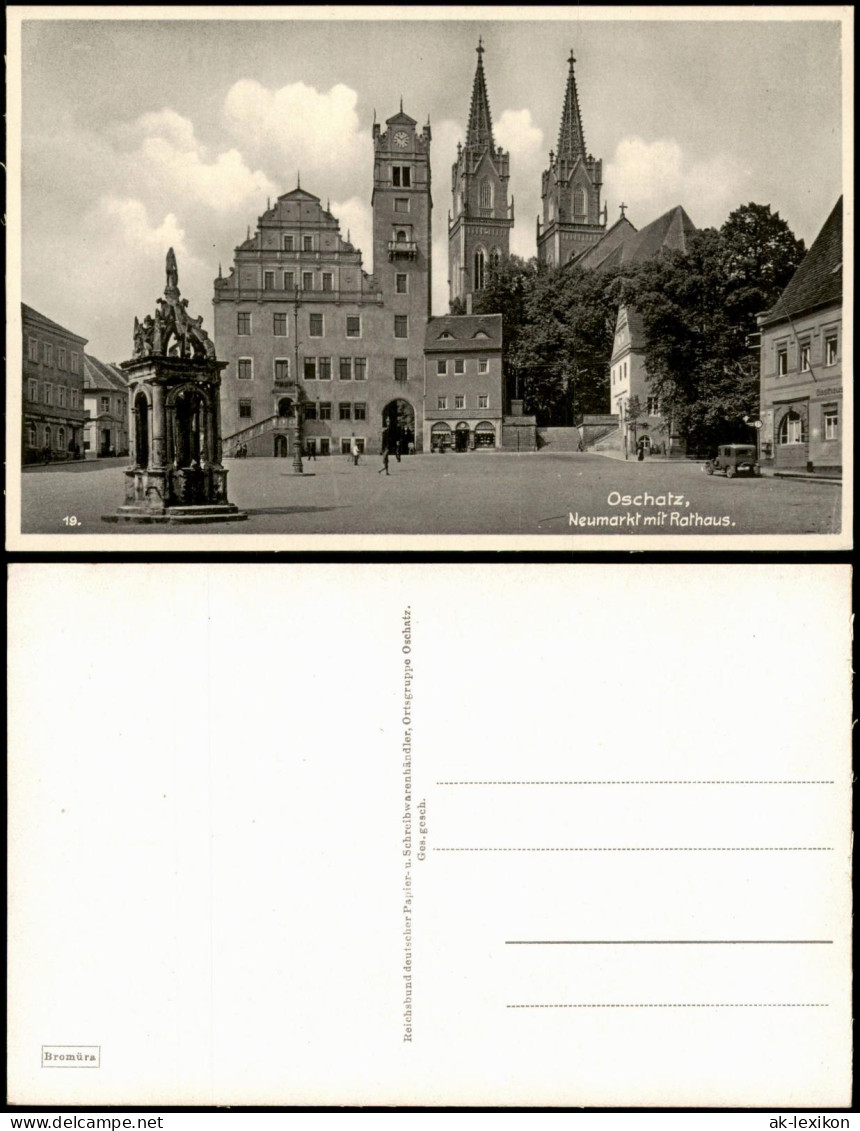 Ansichtskarte Oschatz Neumarkt mit Rathaus 1940