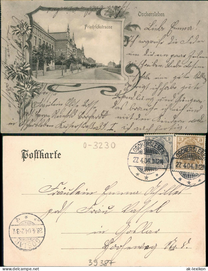 Ansichtskarte Oschersleben Friedrichstrasse 1904 Passepartout