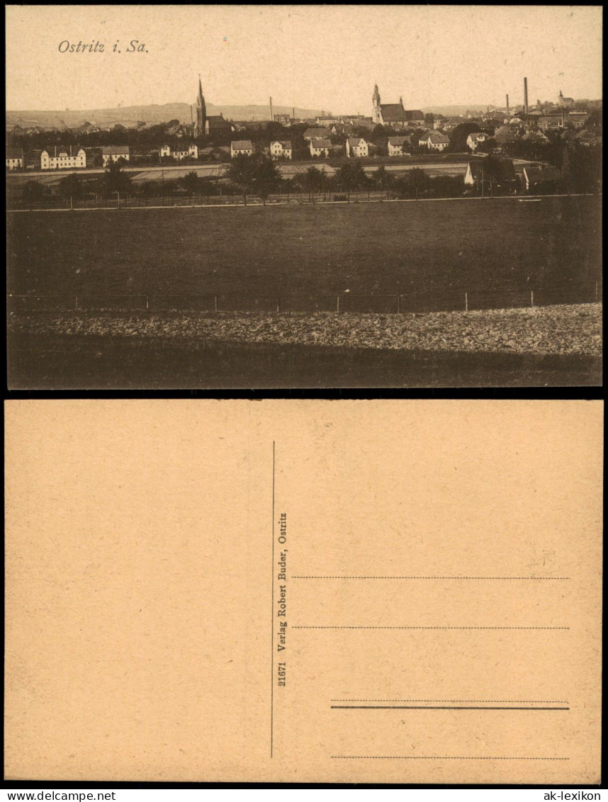 Ansichtskarte Ostritz (Oberlausitz) Wostrowc Fernblick auf die Stadt 1920