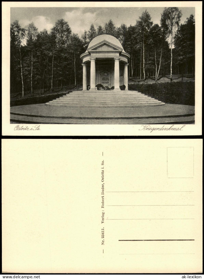 Ansichtskarte Ostritz (Oberlausitz) Wostrowc Kriegerdenkmal 1928