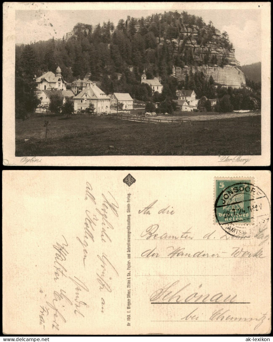 Ansichtskarte Oybin Berg Oybin mit Häusern 1924