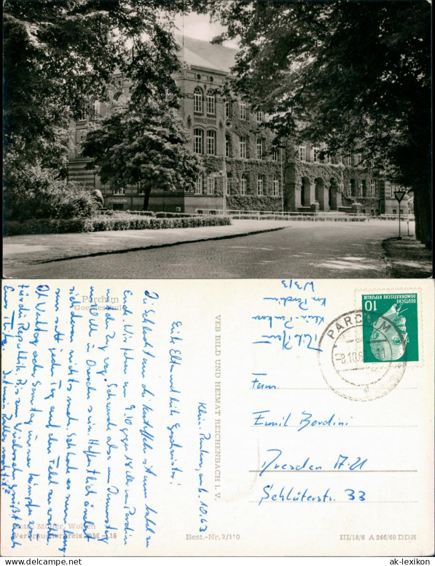 Ansichtskarte Parchim Goetheschule 1963