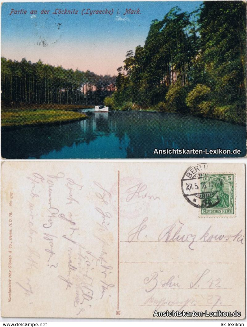 Ansichtskarte Partie an der Löcknitz (Lyraecke) i. Mark 1916