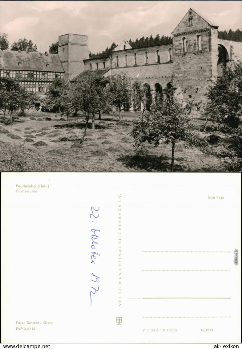 Ansichtskarte Paulinzella-Stadtilm Klosterruine 1972