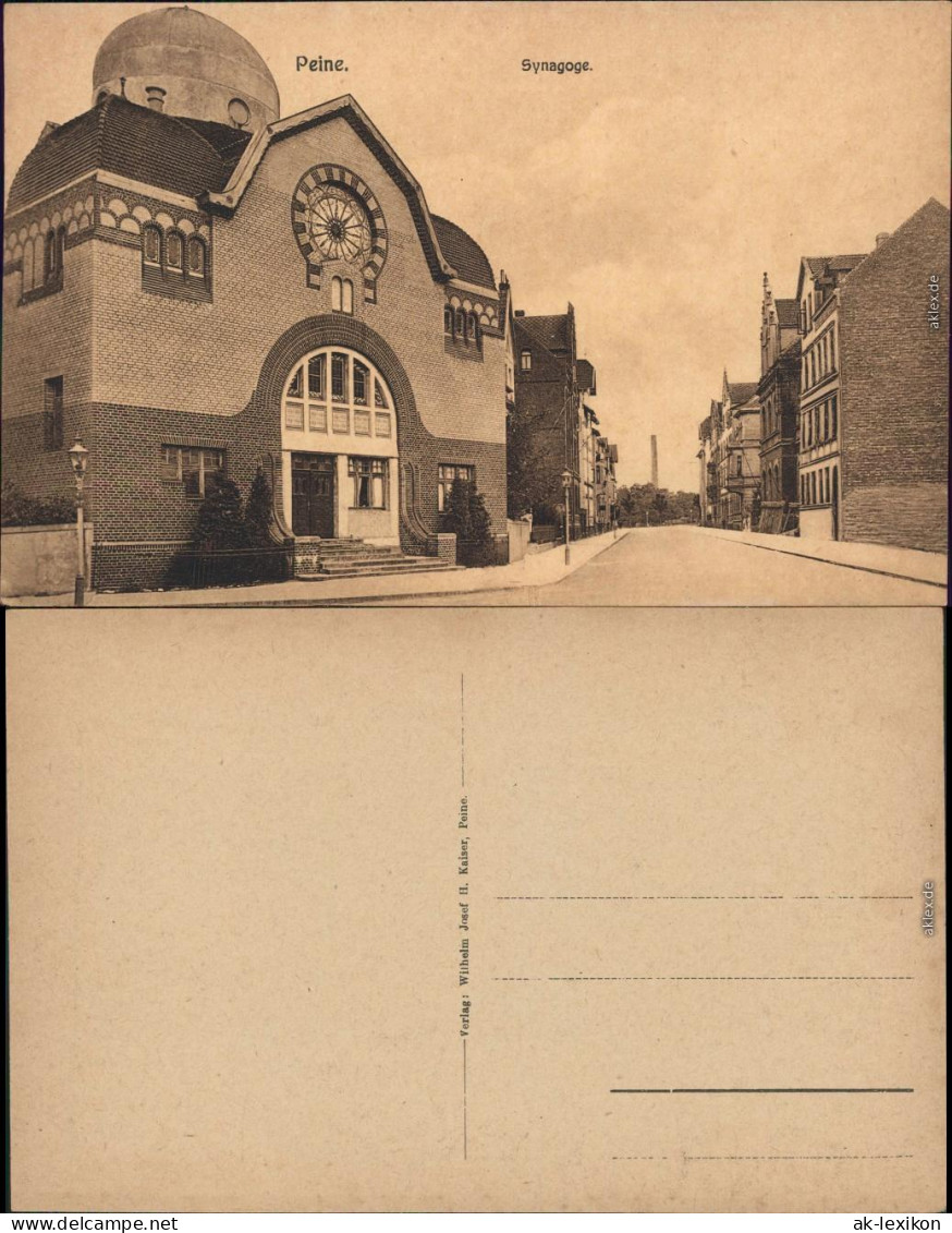 Ansichtskarte Peine Synagoge - Straßenpartie Judaika 1912